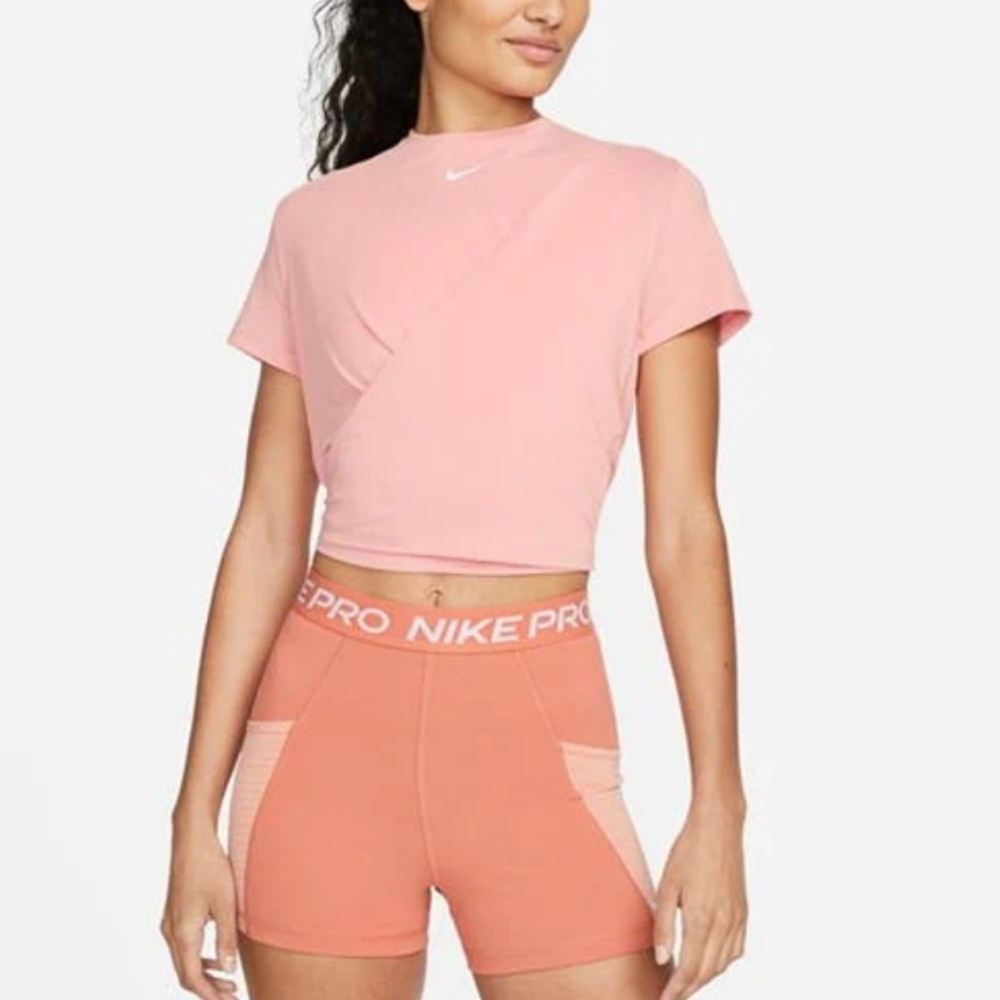 🏷️NWT Nike Dri-FIT One Luxe Twist Short Sleeve Top In Red Stardust - Medium